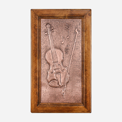 Framed Copper Artwork (Violin, Fiddlestick and Music Notes)