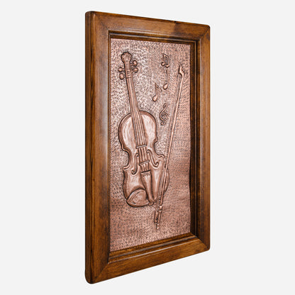 Framed Copper Artwork (Violin, Fiddlestick and Music Notes)