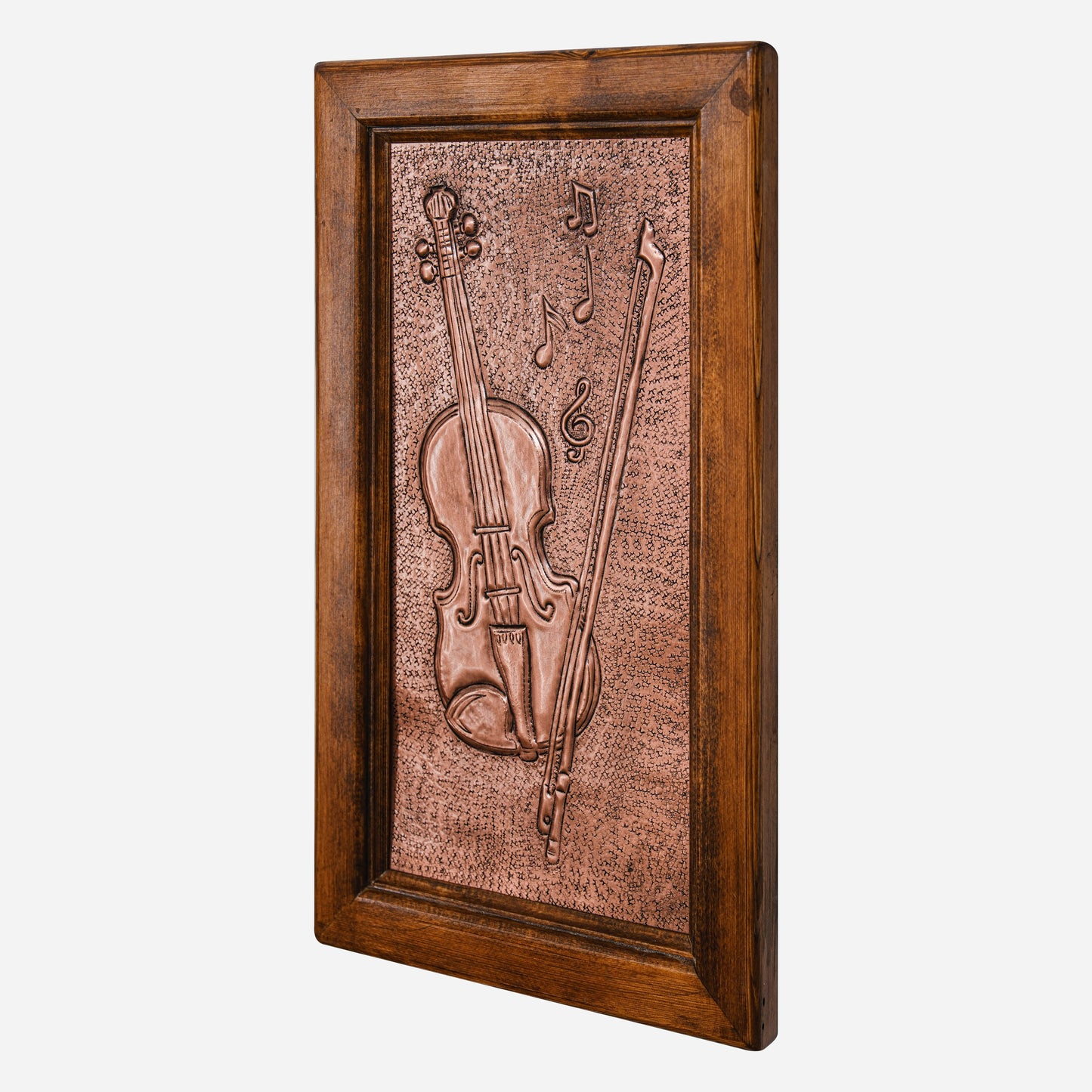 Framed Copper Artwork (Violin, Fiddlestick and Music Notes)