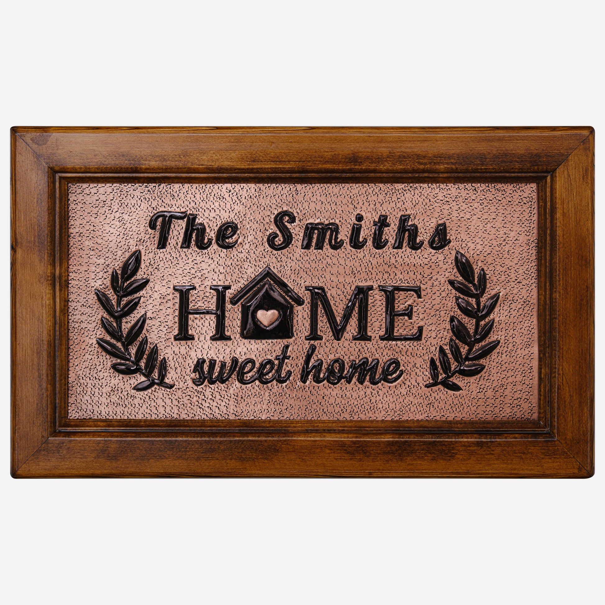 Copper House Sign for Wall (Sweet Home, Personalized with Family Name, Copper&Black Color)