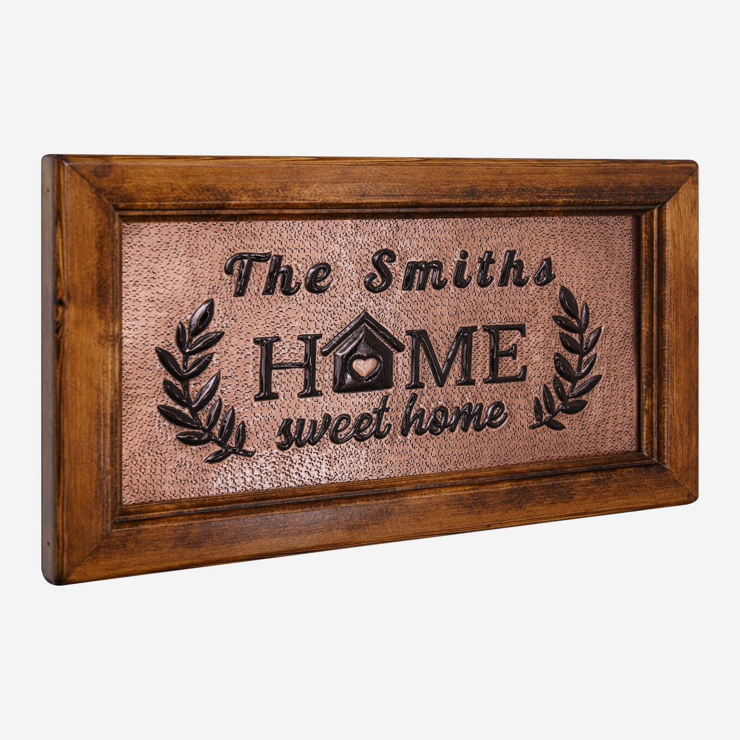 Copper House Sign for Wall (Sweet Home, Personalized with Family Name, Copper&Black Color)