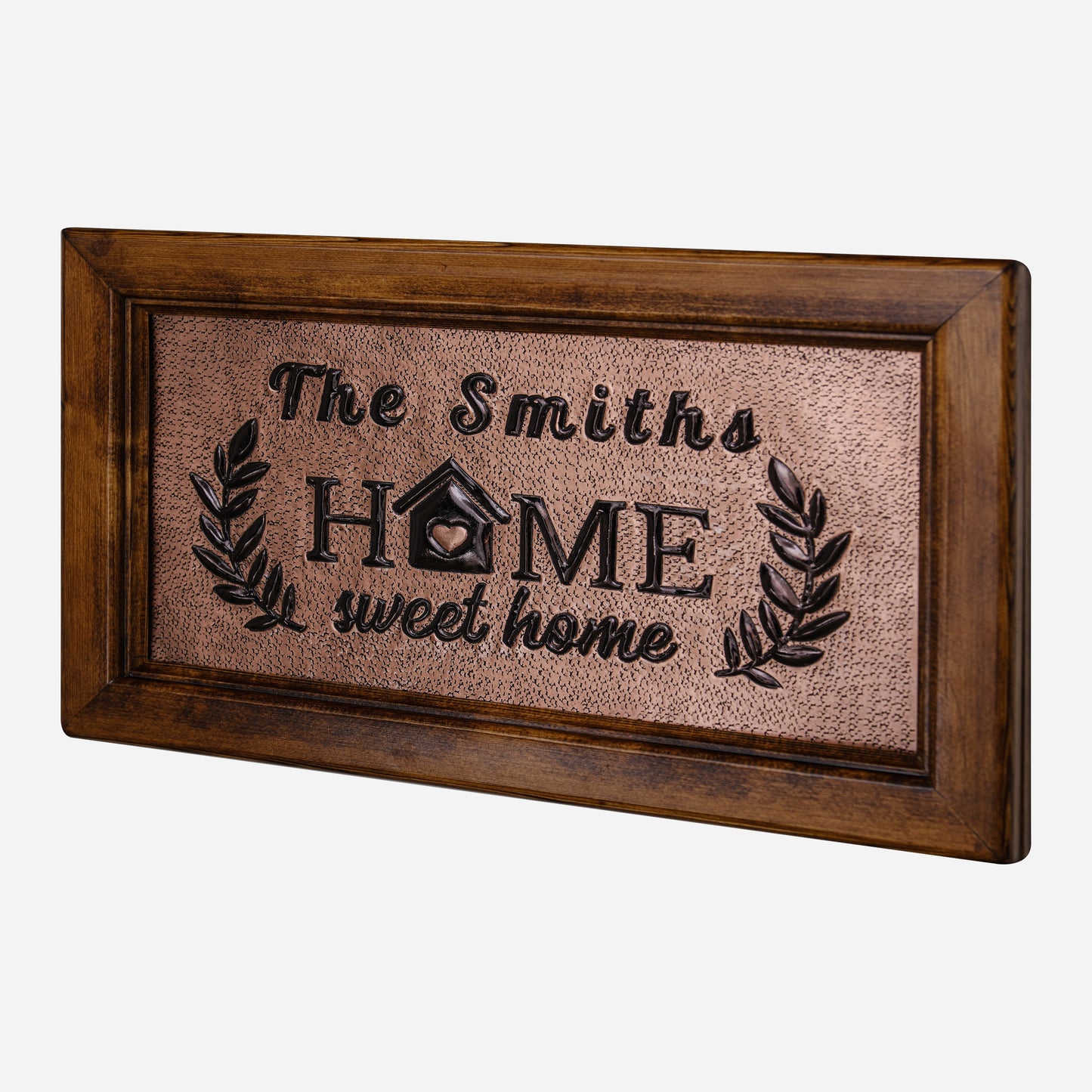 Copper House Sign for Wall (Sweet Home, Personalized with Family Name, Copper&Black Color)