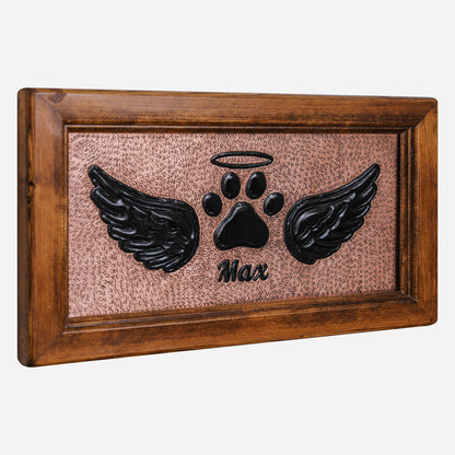 Pet Loss Personalized Memorial Gift Framed Copper Artwork (Dog Paw, Copper&Black Color)