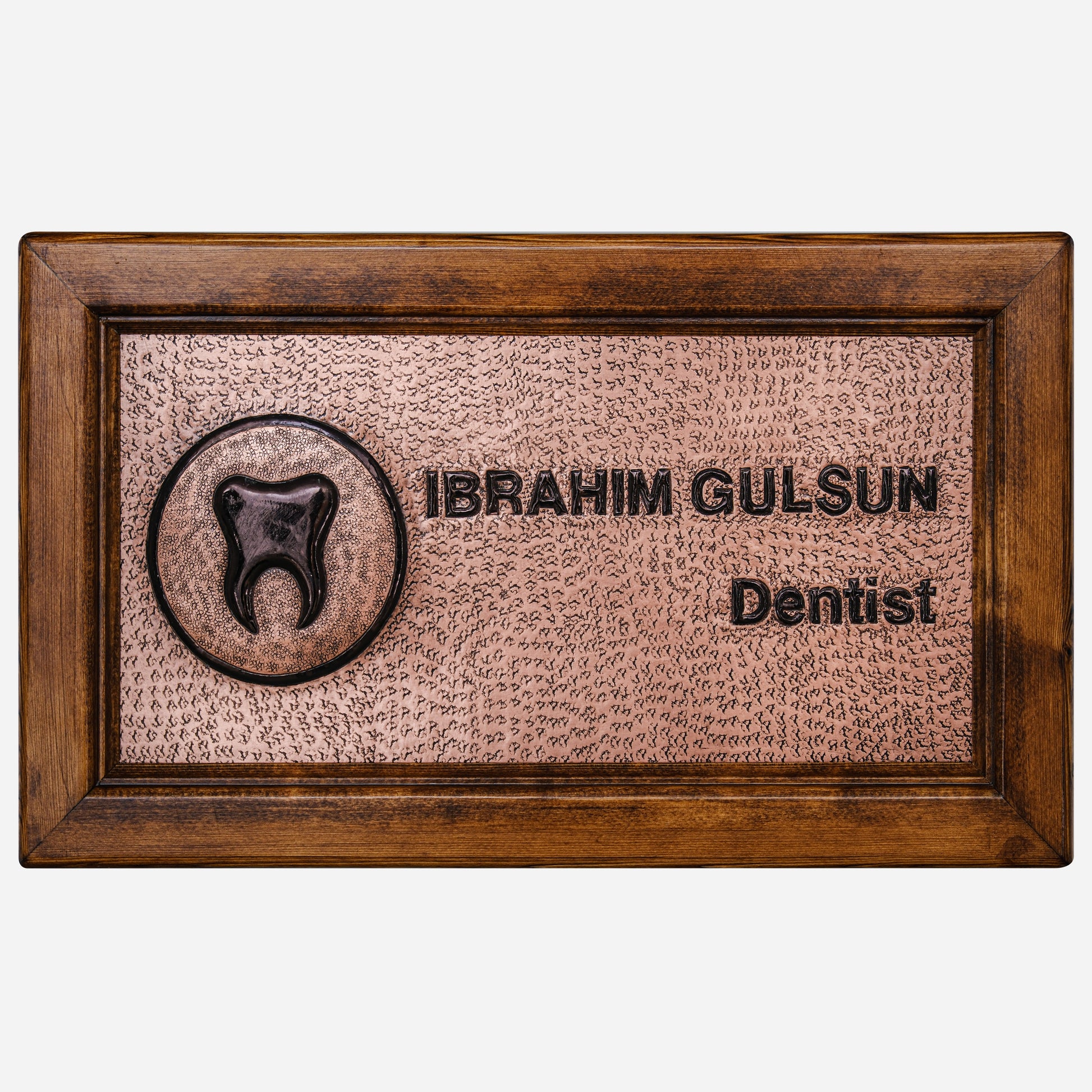 Copper Dentist Name Sign for Wall (Copper&Black Color)