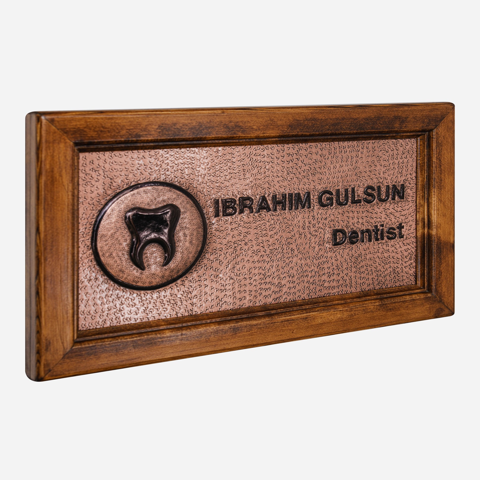 Copper Dentist Name Sign for Wall (Copper&Black Color)