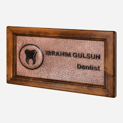 Copper Dentist Name Sign for Wall (Copper&Black Color)