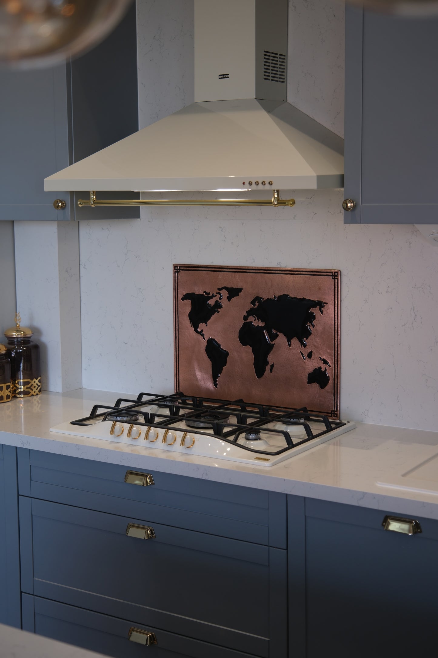 World Map Copper & Black Kitchen Backsplash - Natuross
