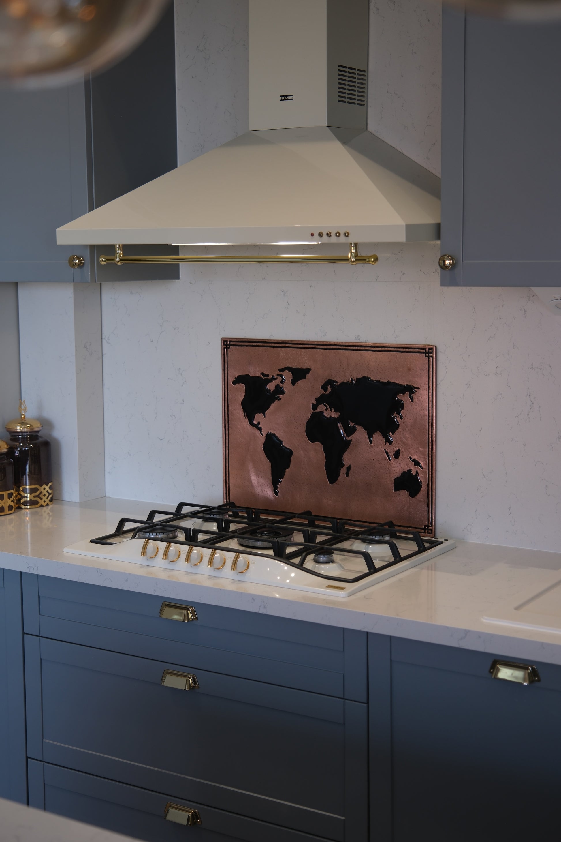 World Map Copper & Black Kitchen Backsplash - Natuross