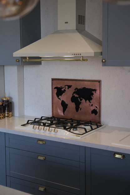 World Map Copper & Black Kitchen Backsplash - Natuross