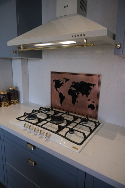 World Map Copper & Black Kitchen Backsplash - Natuross