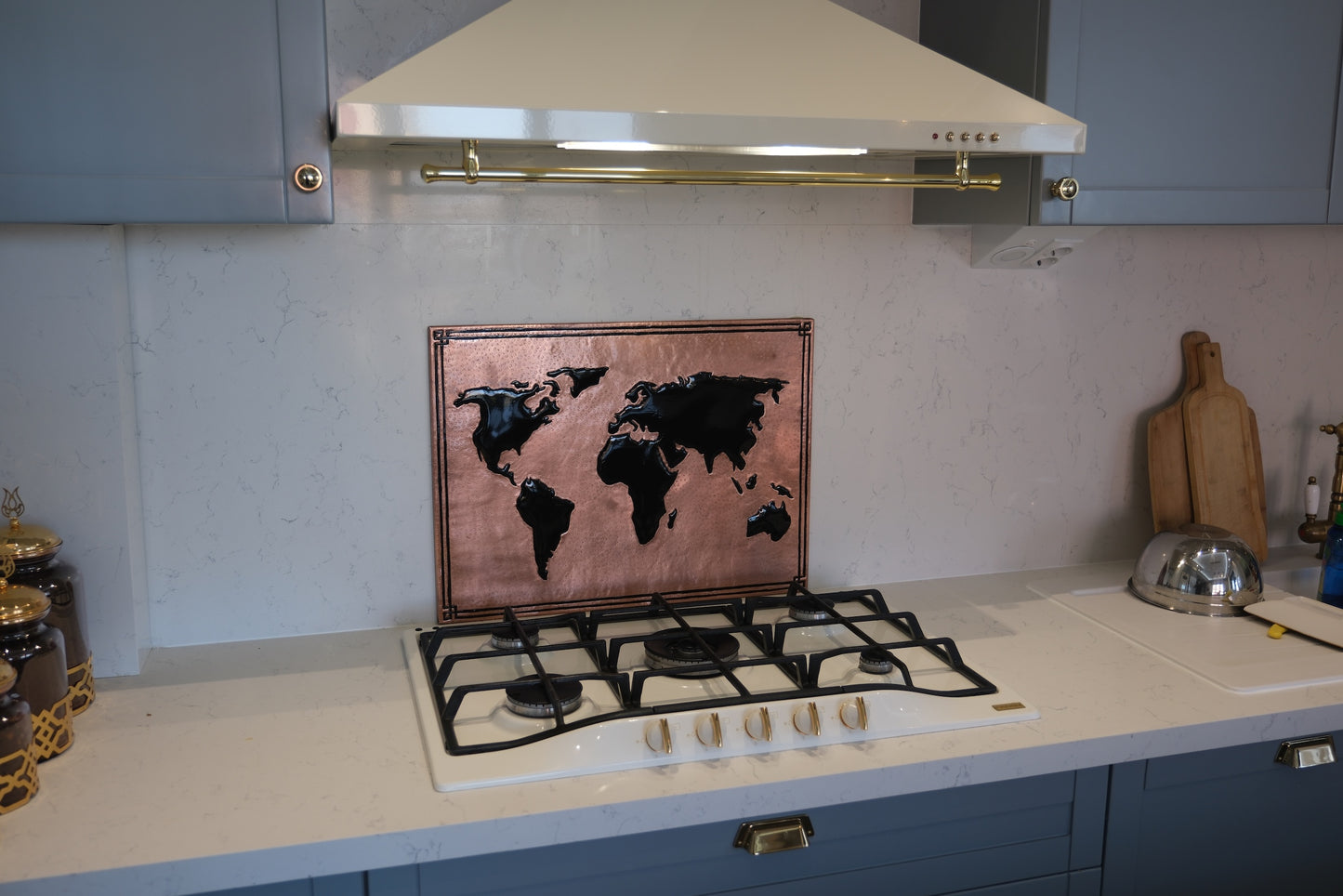 World Map Copper & Black Kitchen Backsplash - Natuross