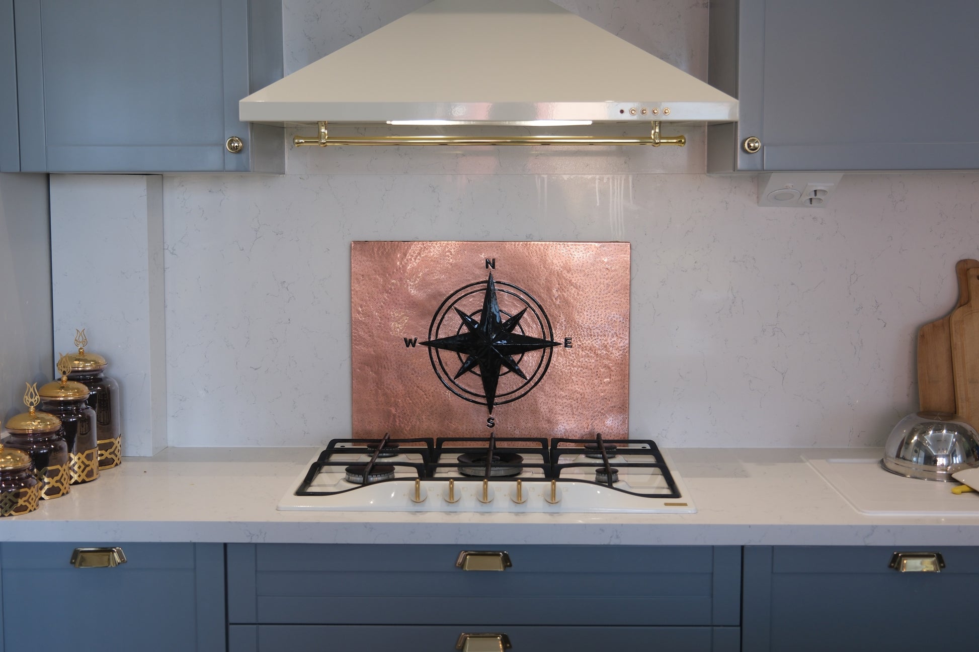 Compass Rose Copper & Black Kitchen Backsplash - Natuross