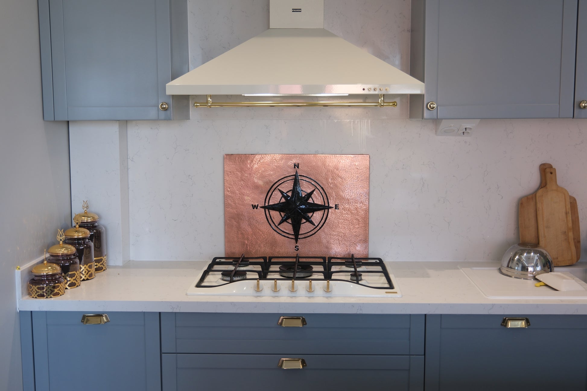 Compass Rose Copper & Black Kitchen Backsplash - Natuross