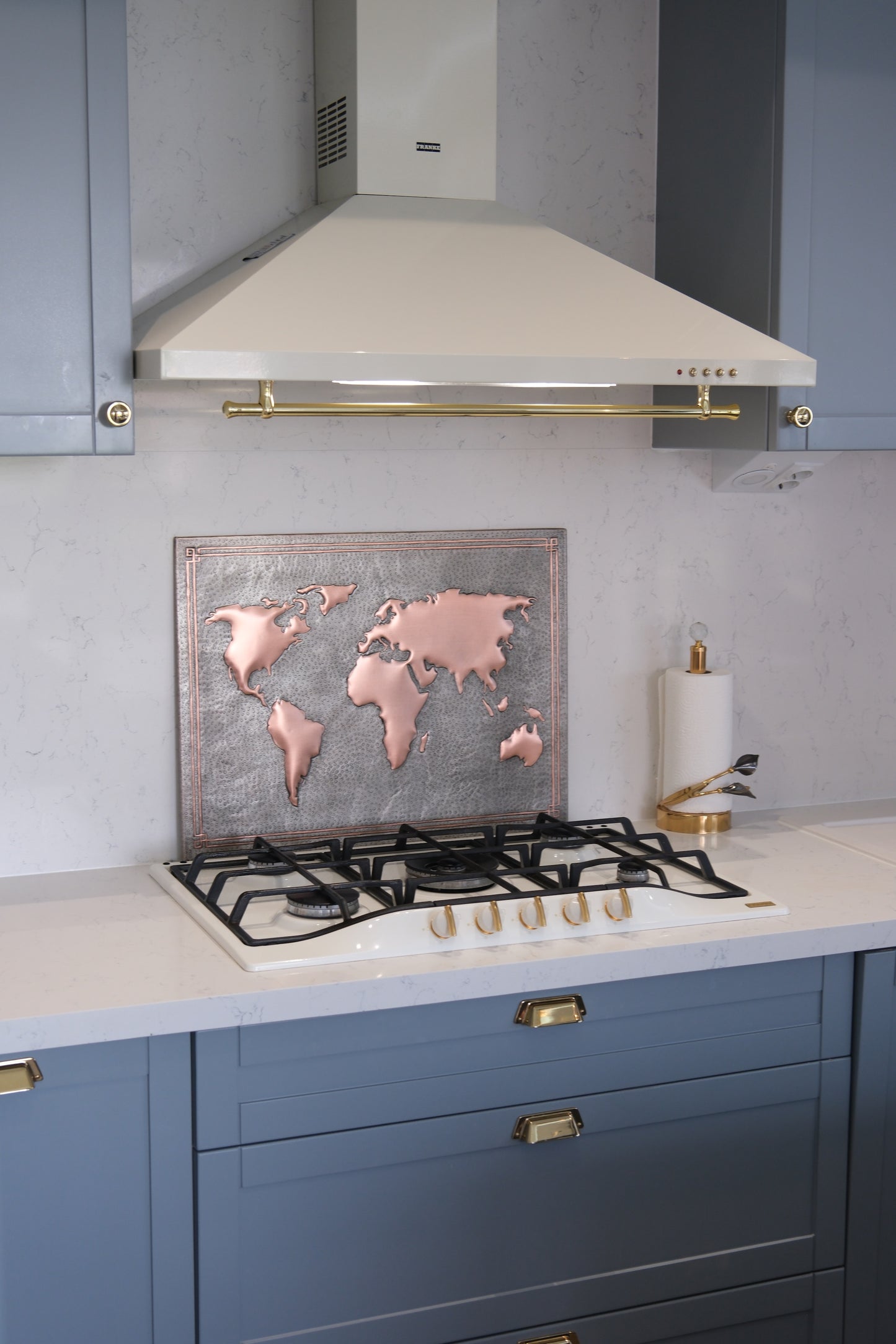 World Map Gray & Copper Kitchen Backsplash - Natuross