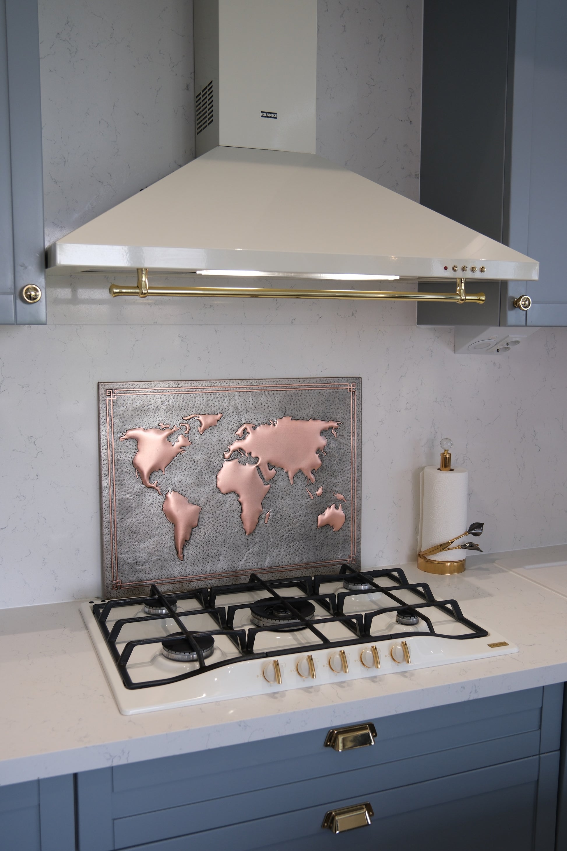 World Map Gray & Copper Kitchen Backsplash - Natuross