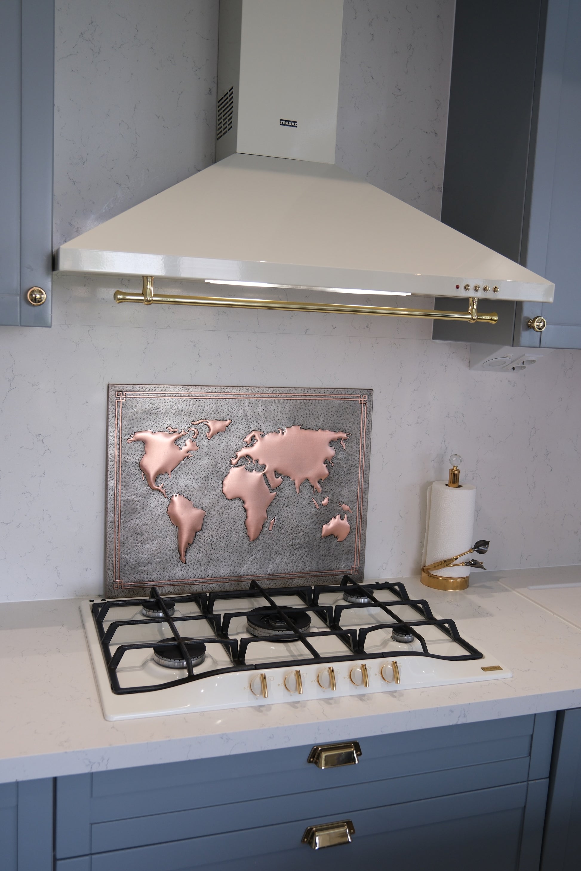 World Map Gray & Copper Kitchen Backsplash - Natuross