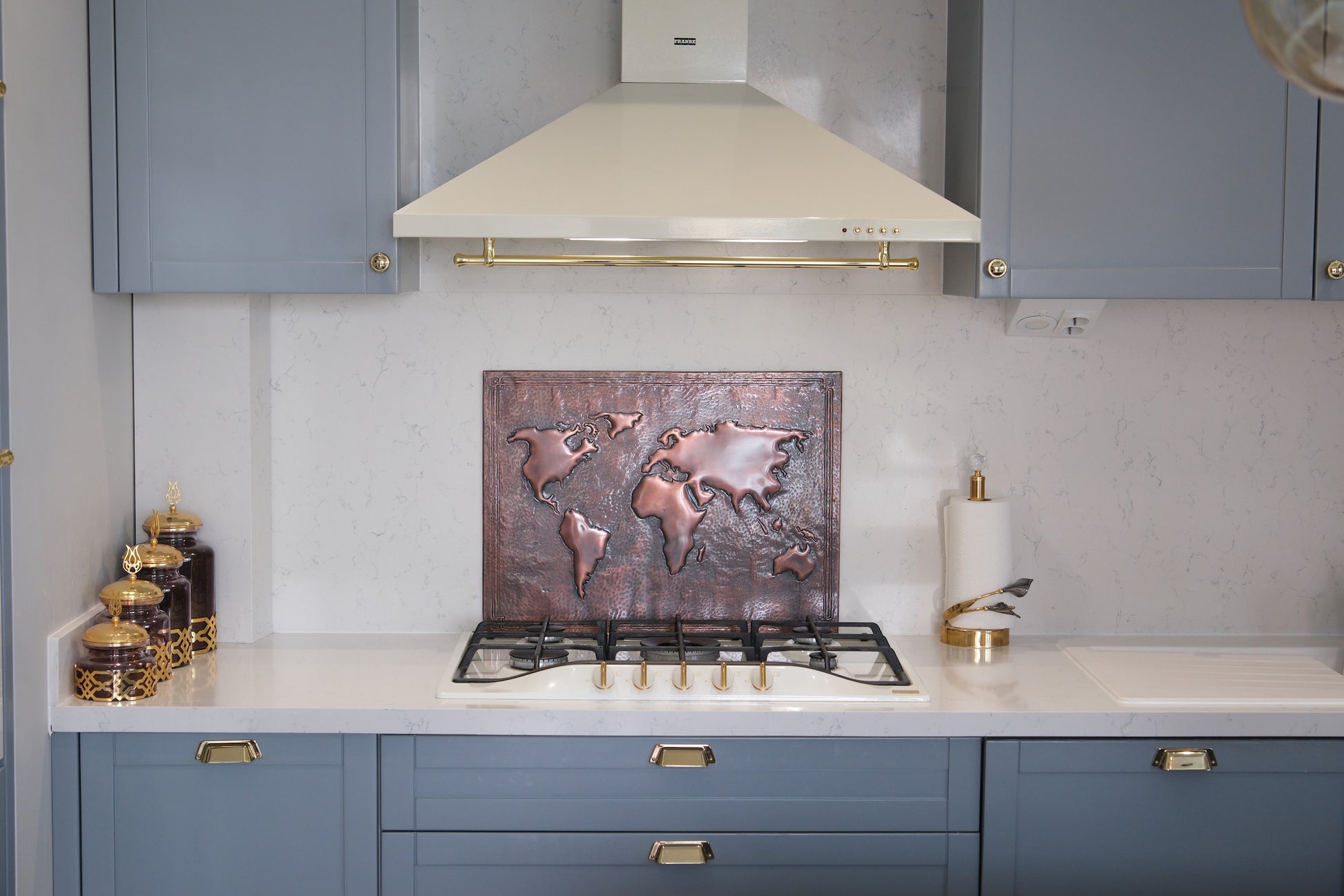 World Map Brown Copper Kitchen Backsplash - Natuross
