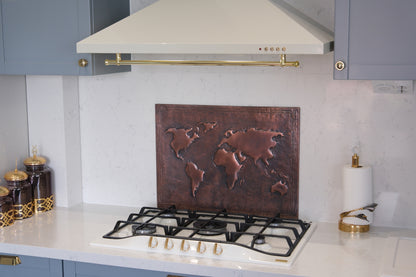 World Map Brown Copper Kitchen Backsplash - Natuross