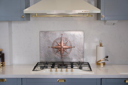 Compass Rose Gray & Copper Kitchen Backsplash - Natuross
