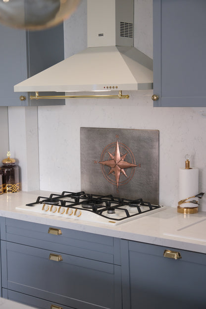 Compass Rose Gray & Copper Kitchen Backsplash - Natuross
