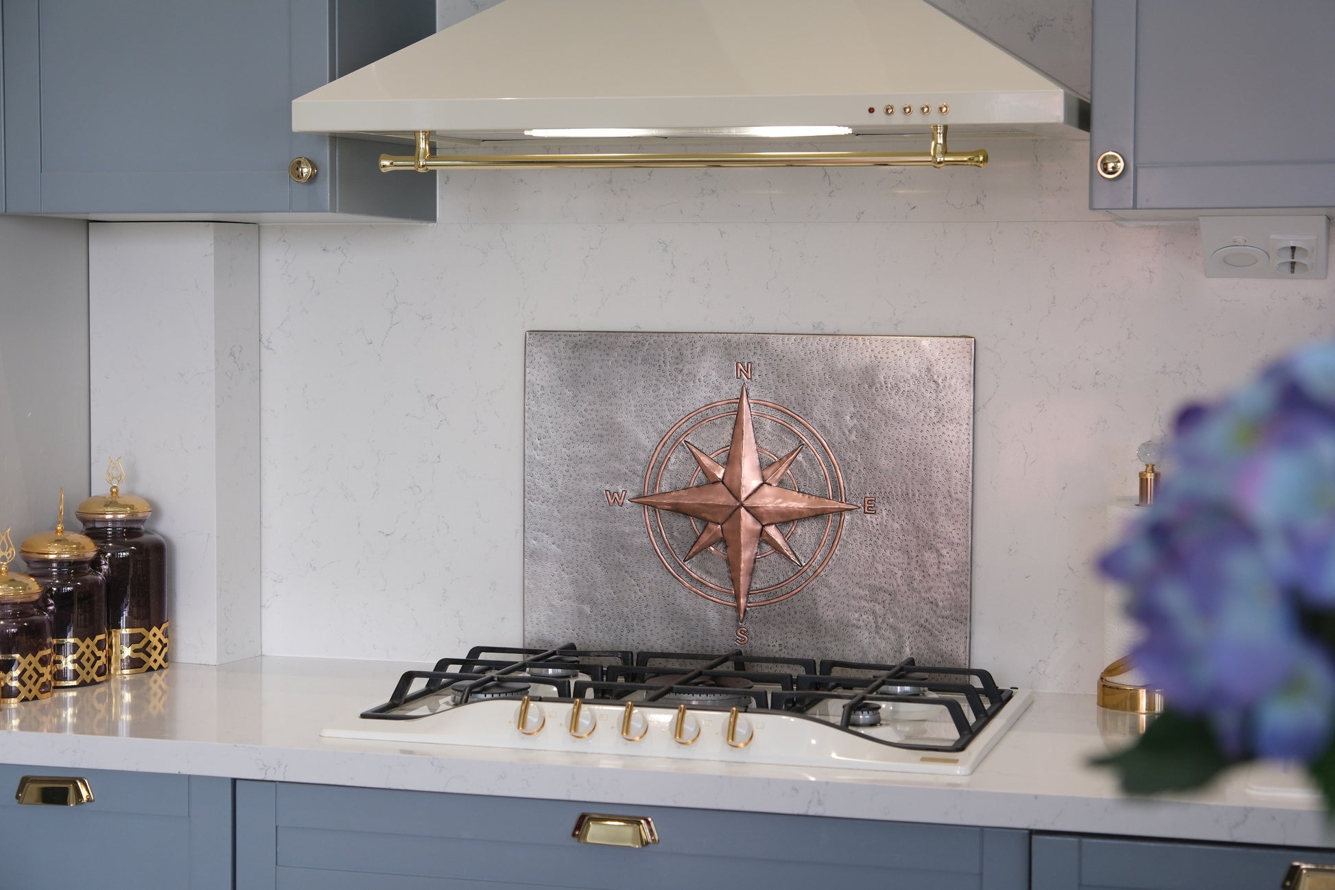 Compass Rose Gray & Copper Kitchen Backsplash - Natuross