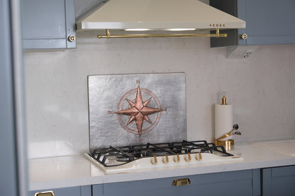 Compass Rose Gray & Copper Kitchen Backsplash - Natuross