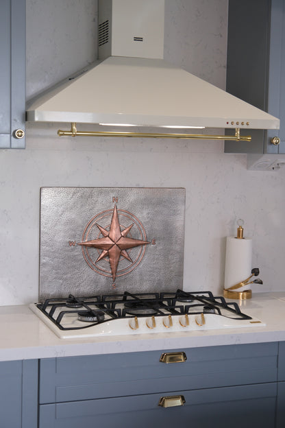 Compass Rose Gray & Copper Kitchen Backsplash - Natuross