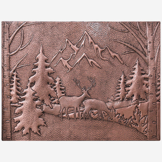 Forest Scene Kitchen Backsplash Tile - 24"x32" Copper