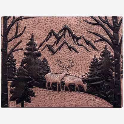 Forest Scene Kitchen Backsplash Tile - 24"x32" Copper&Black - Natuross