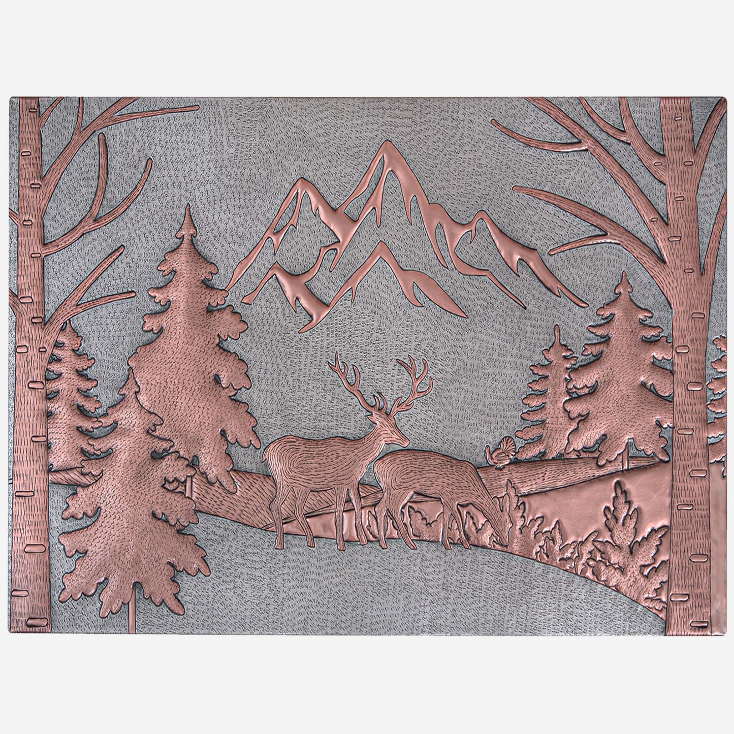 Forest Scene Kitchen Backsplash Tile - 24"x32" Gray&Copper