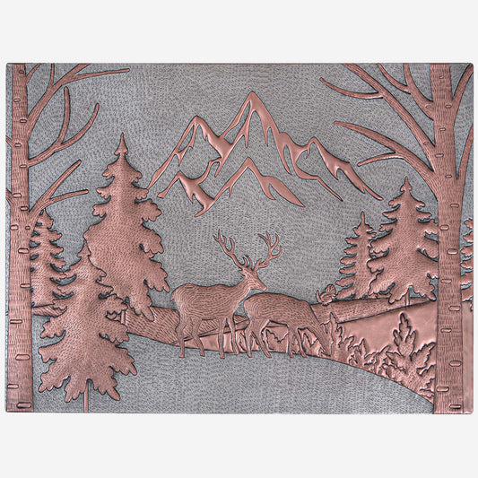 Forest Scene Kitchen Backsplash Tile - 24"x32" Gray&Copper