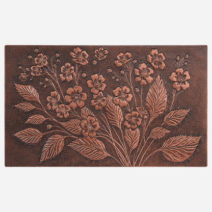 Kitchen Backsplash Tile (Forget me not Flowers, Brown Patina)