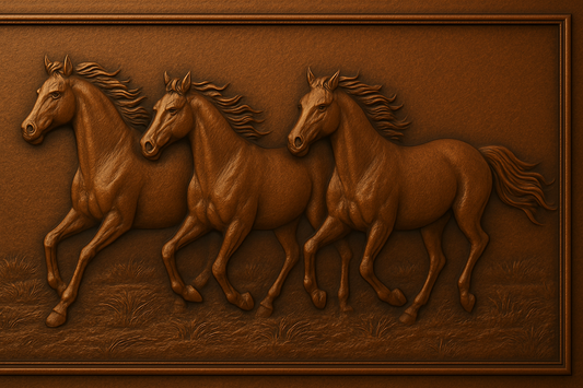 Galloping Horses Copper Panel – Handmade Equestrian Wall Art