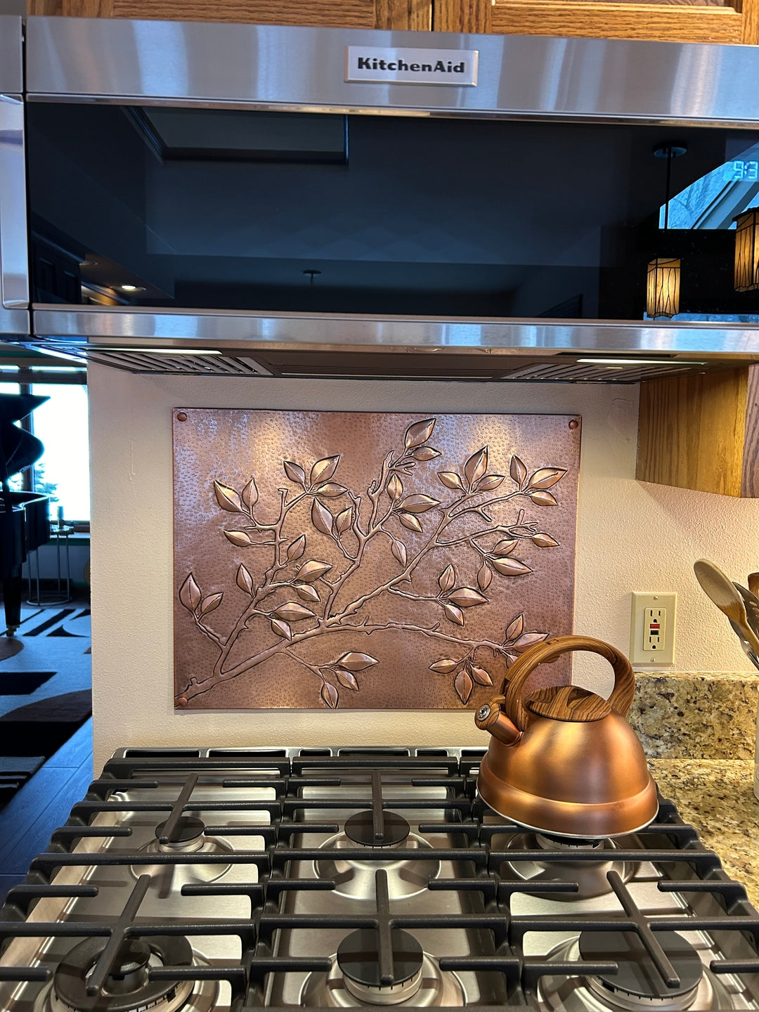 Tree Branches Copper Kitchen Backsplash