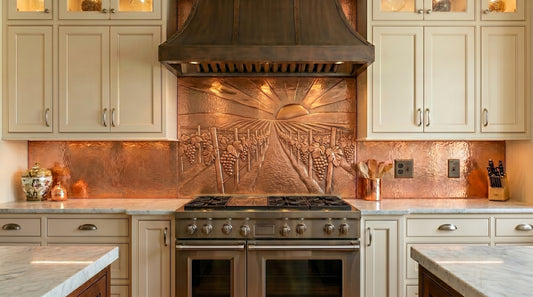 Golden Vineyard Sunset Copper Panel