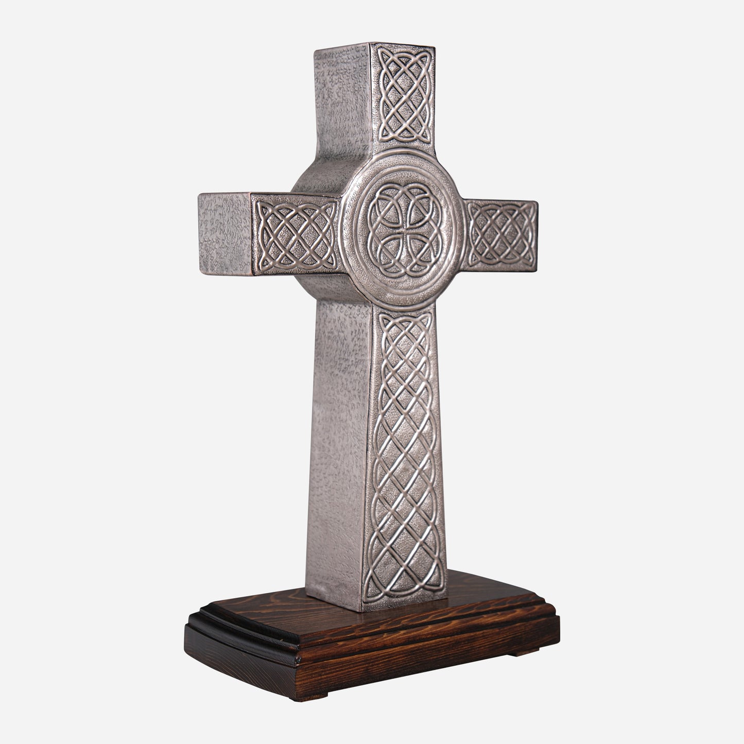 Celtic Cross Copper Sculpture 15.6x9.8" Gray Patina