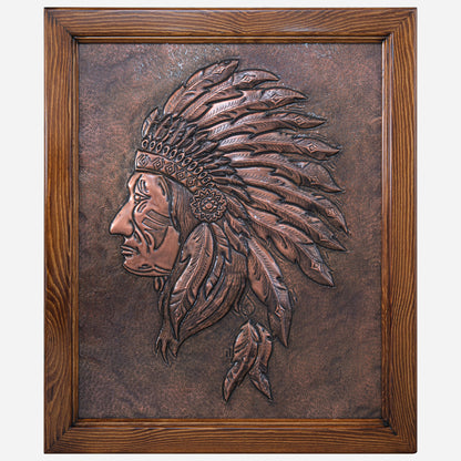 Copper Native American Framed Wall Art 25.2x21" Brown Patina - Natuross