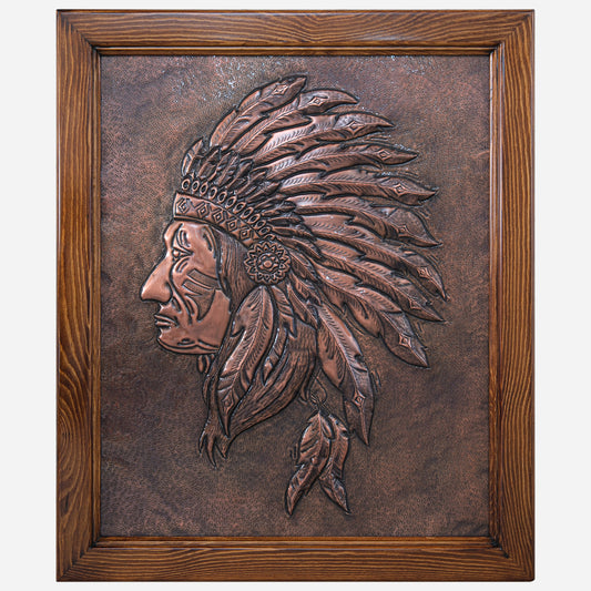 Copper Native American Framed Wall Art 25.2x21" Brown Patina