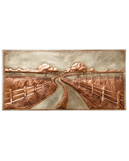 Country Road with Fence Copper Panel