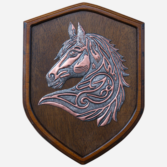 Copper Horse Portrait on Wood Plaque - 20.7"x15.6" - Gray&Copper