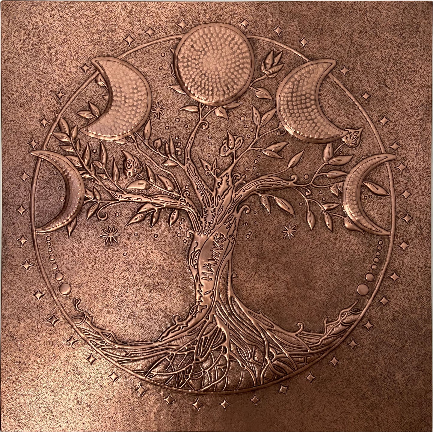 Tree with Moon Phases Copper Kitchen Backsplash