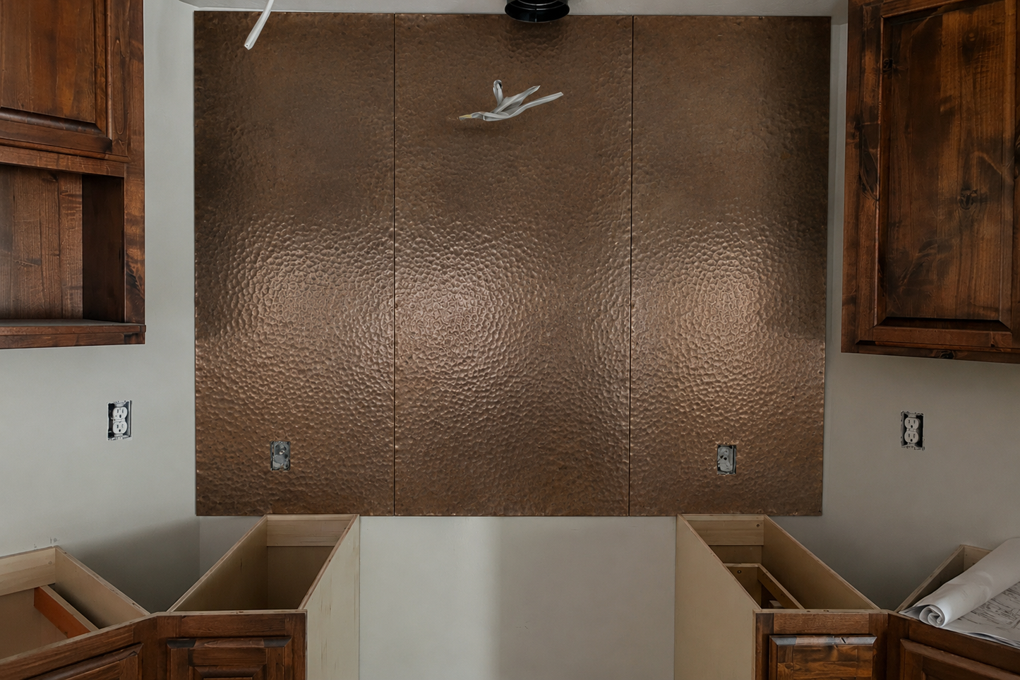Hand-Hammered Copper Kitchen Backsplash