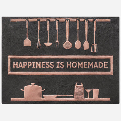 "Happiness is Homemade" Kitchen Backsplash Tile - 18x24 Black - Natuross