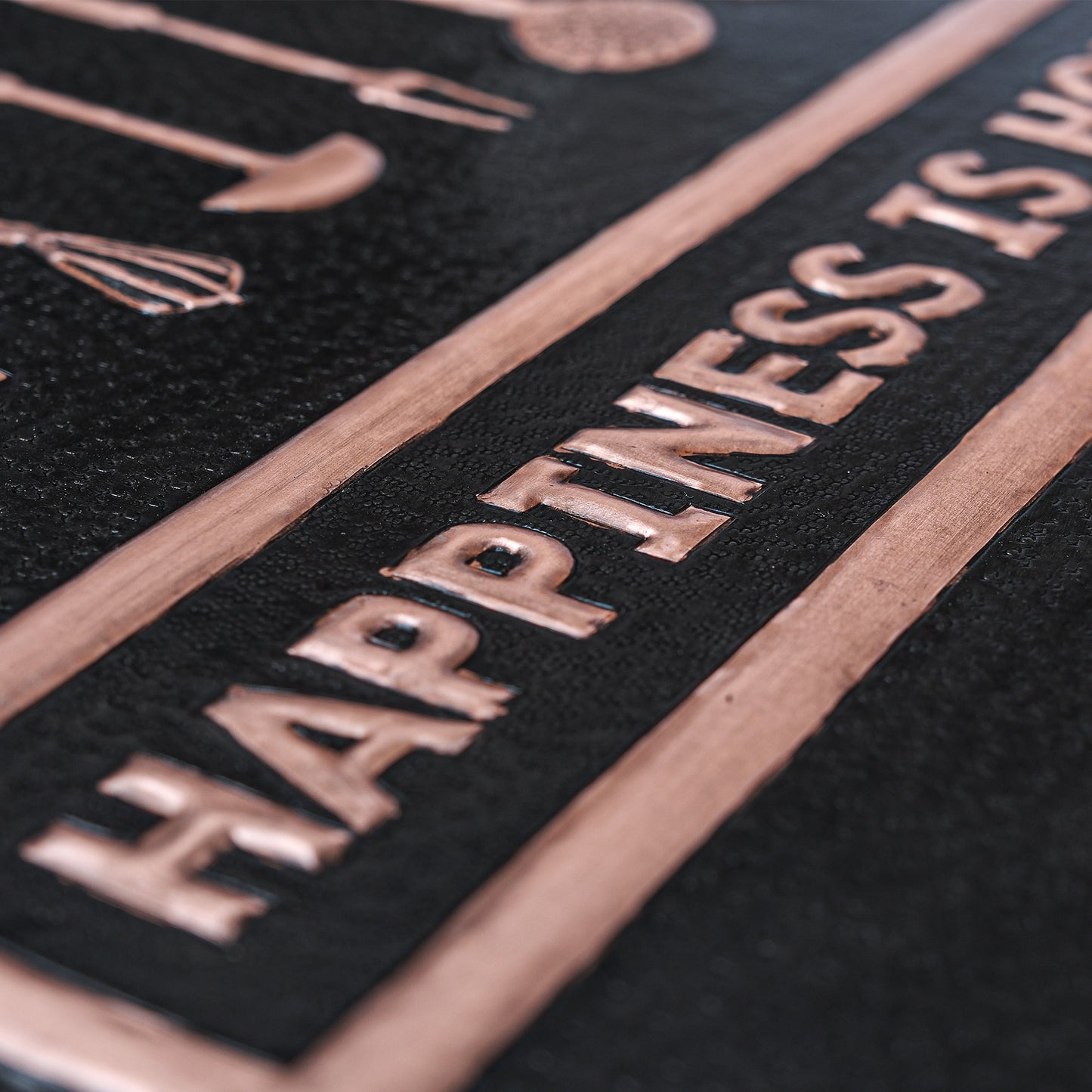 "Happiness is Homemade" Kitchen Backsplash Tile - 18x24 Black