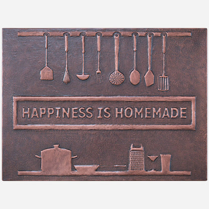 "Happiness is Homemade" Kitchen Backsplash Tile - 18x24 Brown - Natuross