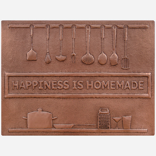 "Happiness is Homemade" Kitchen Backsplash Tile - 18x24 Copper