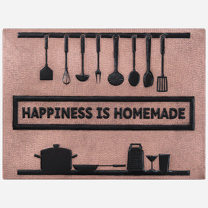 "Happiness is Homemade" Kitchen Backsplash Tile - 18x24 Copper&Black - Natuross