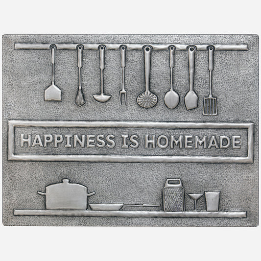 "Happiness is Homemade" Kitchen Backsplash Tile - 18x24 Gray