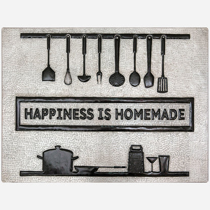 "Happiness is Homemade" Kitchen Backsplash Tile - 18x24 Gray&Black - Natuross