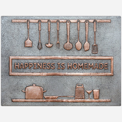 "Happiness is Homemade" Kitchen Backsplash Tile - 18x24 Gray&Copper - Natuross